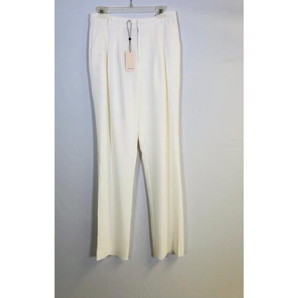 New With Tags Cinq A Sept Elisabeth Crepe Pleated Lined Trousers 6 Ivory - Picture 1 of 12